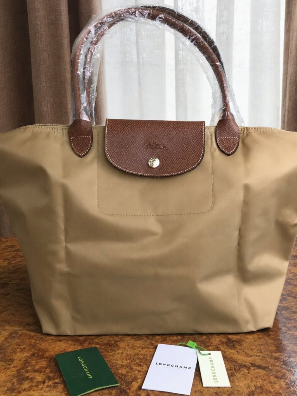 NWT Longchamp Le Pliage Original Large Shoulder Nylon Bag Tote IN Camel